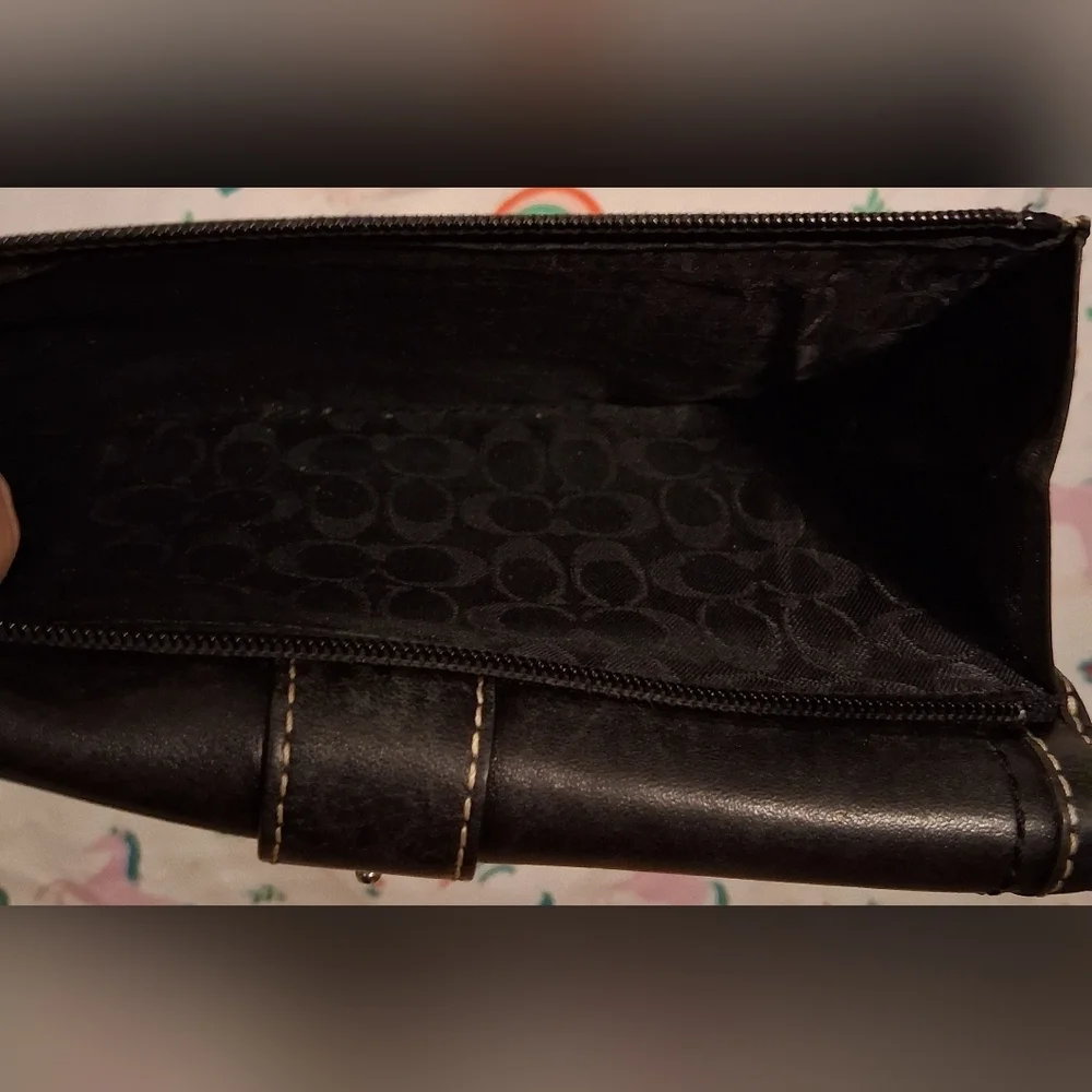 EUC Vintage Y2K Coach Soho Hampton Black Leather Trifold Clutch Wallet Bag